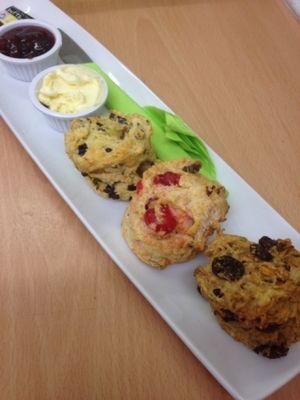 Daily scones, available with vegan or dairy trimmings! at Daisy Moo's Bakehouse in Worthing