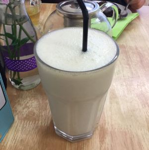Hazlenut and Toffee milkshake with Almond milk - delicious! at Daisy Moo's Bakehouse in Worthing
