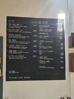 Menu at Jamu Cafe in Weligama