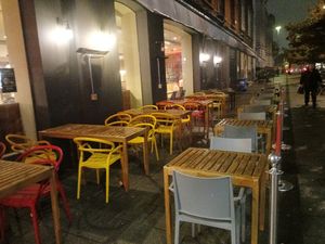 Outdoor seating area at Sano Pizza in Cork