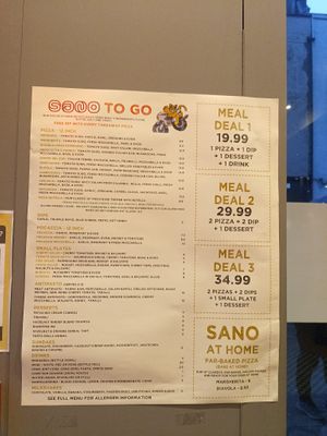To go menu at Sano Pizza in Cork