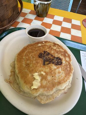 Vegan pancake stack  at Harold's Diner Soda Fountain & Farmacy in Eureka Springs