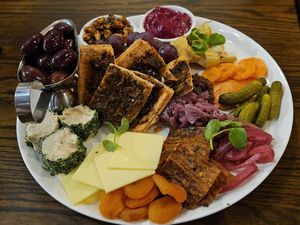 Vegan charcuterie board at Islington Barracks Hotel in Newcastle