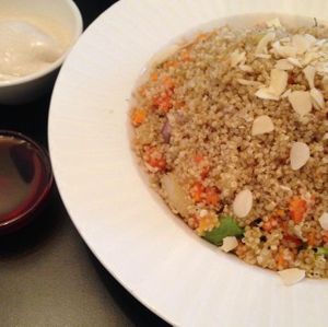 Vegan Quinoa Salad with Tahini and Date Honey at Cafe Nini in Tel Aviv