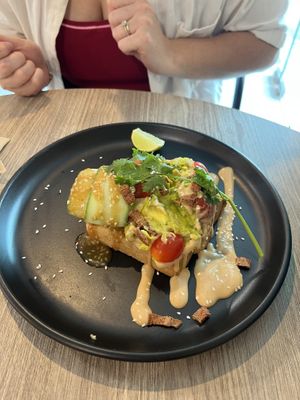 Avocado on toast.  Really good and different than traditional which was a nice twist  at Veganerie Grand Palace - วีแกนเนอรี วัดพระแก้ว in Bangkok