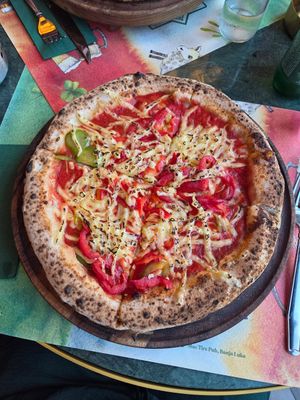 Pizza with vegan cheese at Mac Tire Pub in Republika Srpska