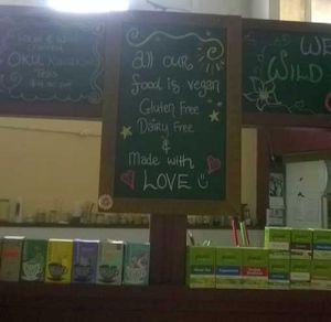 Menu board at Wild Earth Organics Cafe and Store in Tauranga