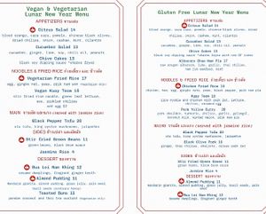 Separate vegan vegetarian menu  at Yaowarat in Portland