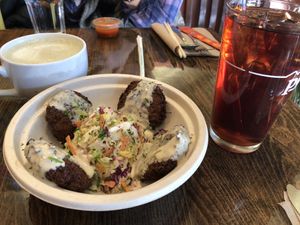 Great falafel , creamy coleslaw combo at Hearty Eats in Shelburne Falls