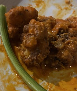 Veganized Buffalo Cauliflower (blue cheese omitted for us)  at McCarthy’s in Cambridge