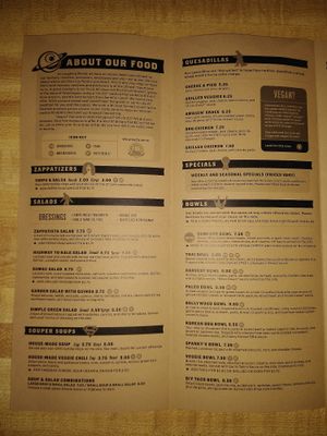 Menu at Laughing Planet Cafe in Reno