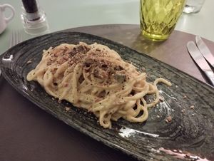 Carbonara vegana at MOON - Move Ortigia Out of Normality in Sicilia