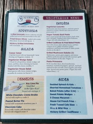 Veg menu at The Mindful Mermaid Cafe in Key Largo