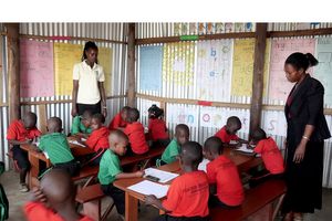 Atlas vegan students in class at Atlas Vegan Community School in Buganda