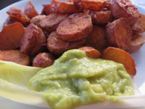 Patas Bravas (seasoned wild potatoes) with guacamole at Viva Zapata in Saarbrucken