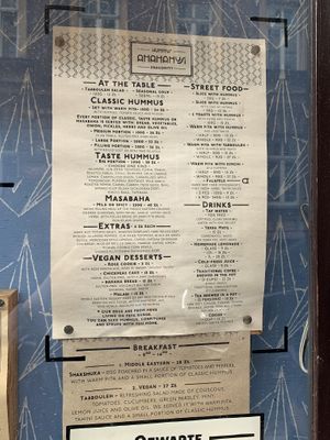 menu at Hummus Amamamusi in Krakow
