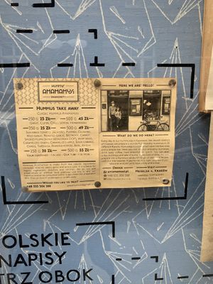 menu  at Hummus Amamamusi in Krakow