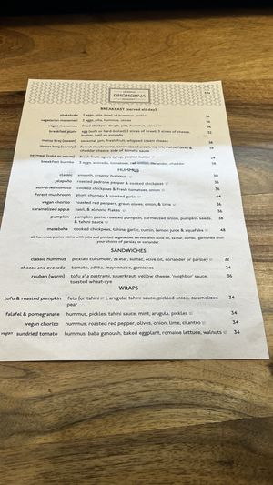 menu 1/2  at Hummus Amamamusi in Krakow