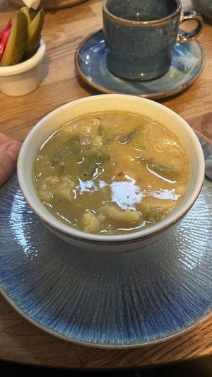 soup of the day. Had cauliflower, with spices  at Hummus Amamamusi in Krakow