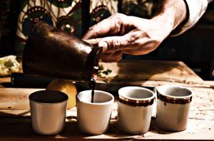 How they brew coffee. at Hummus Amamamusi in Krakow