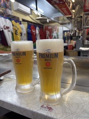 big beer  at OKAMOTO‘S OKONOMIYAKI in Hiroshima