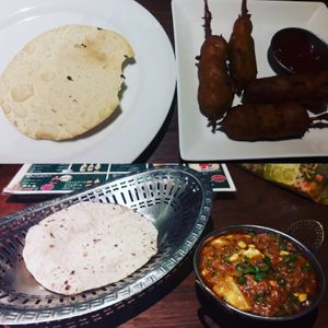 Soy kebab and tofu curry . Chapati and naan at Veg Kitchen in Tokyo