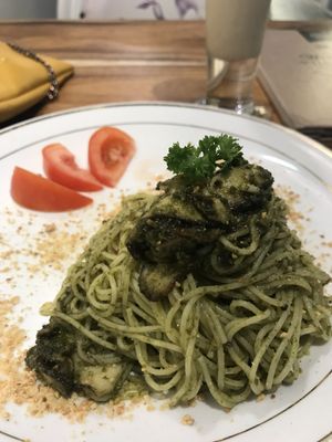 Basil pesto pasta at Cloud Dreaming in Penang