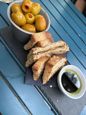 Sourdough & olives  at Batida in England