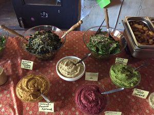 Salads and spreads at the brunch at B-Lage in Berlin