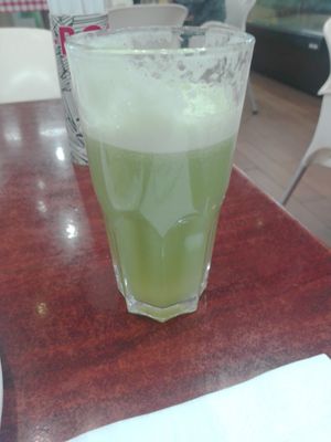 Fresh green juice at Fruits and Roots in Johannesburg