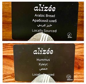 Allergens clearly labelled  at Alizeé Restaurant in Dubai
