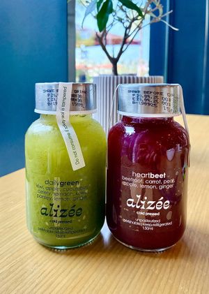House-made juices  at Alizeé Restaurant in Dubai