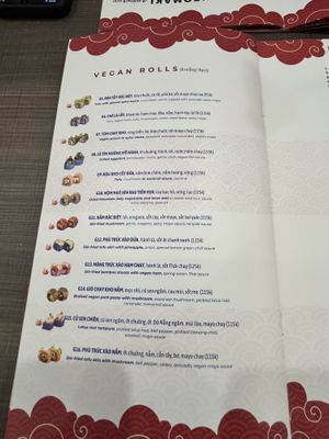 Vegan rolls menu  at SushiLAB Hàng Chiếu in Hà Nội