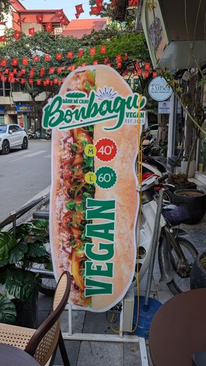 Sign at Bonbagu Vegan Baguette - Bánh Mì Chay in Hanoi