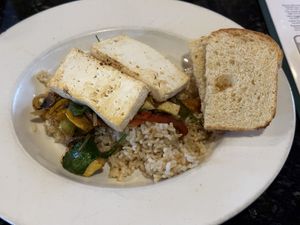 Breakfast Roasted veggie bowl with Tofu and toast  at Kalaheo Cafe in Kalaheo
