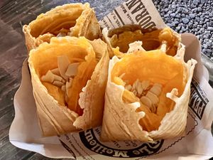 Thai tea custard pancakes   at Roll Cation in Chiang Mai