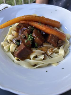 Seitangulasch mit Tagliatelle  at Chez Mara in Rostock