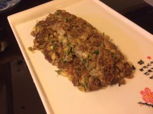 tofu skin and egg dish was delicious  at XiangJi Ge Vegetarian in Shanghai