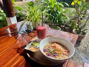 Vegan Rice Congee, free breakfast option. at The Little Vegan Homestay in Siem Reap
