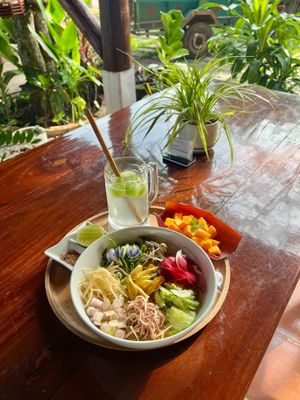 Vegan Nom Ban Chok, one of the free breakfast options. at The Little Vegan Homestay in Siem Reap