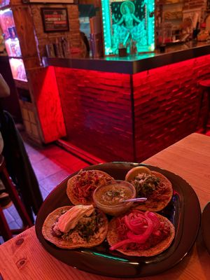 Vegan tacos (one of each) at La Pachuca in Catalunya