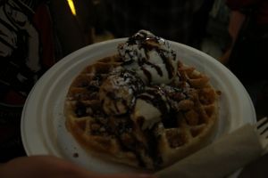 Vegan waffle and ice cream at Live A Little Gelato in Adelaide