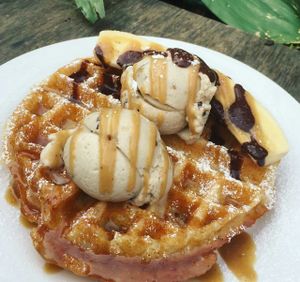 Belgian waffles  at Live A Little Gelato in Adelaide
