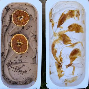 Jaffa + fig jam gelato available at Plant 4 Bowden  at Live A Little Gelato in Adelaide