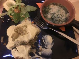 Savory seasoned pancakes with artichoke and house made “ham”. This was the best thing I’ve ever eaten. A million stars for this dish!  at Crepapelle in Florence