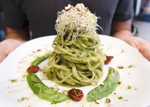 Pesto pasta at Chamkar in Taipei