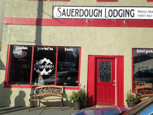 Front of cafe at The Sea Bean Cafe in Seward