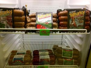 Tofurky display at Puro Bistro in Prague