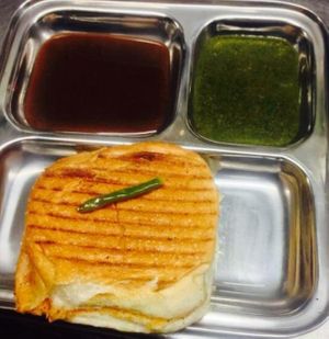 Grilled bun with potato fillings... at Relish India in Surry Hills