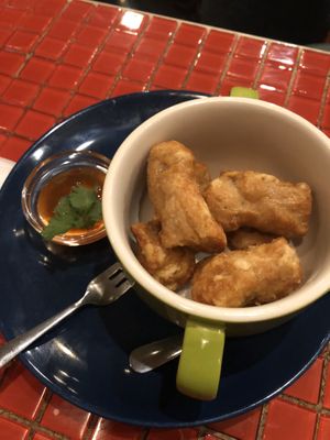 Vegan fried chckn- good texture at The Pink Cow - ピンクカウ in Tokyo